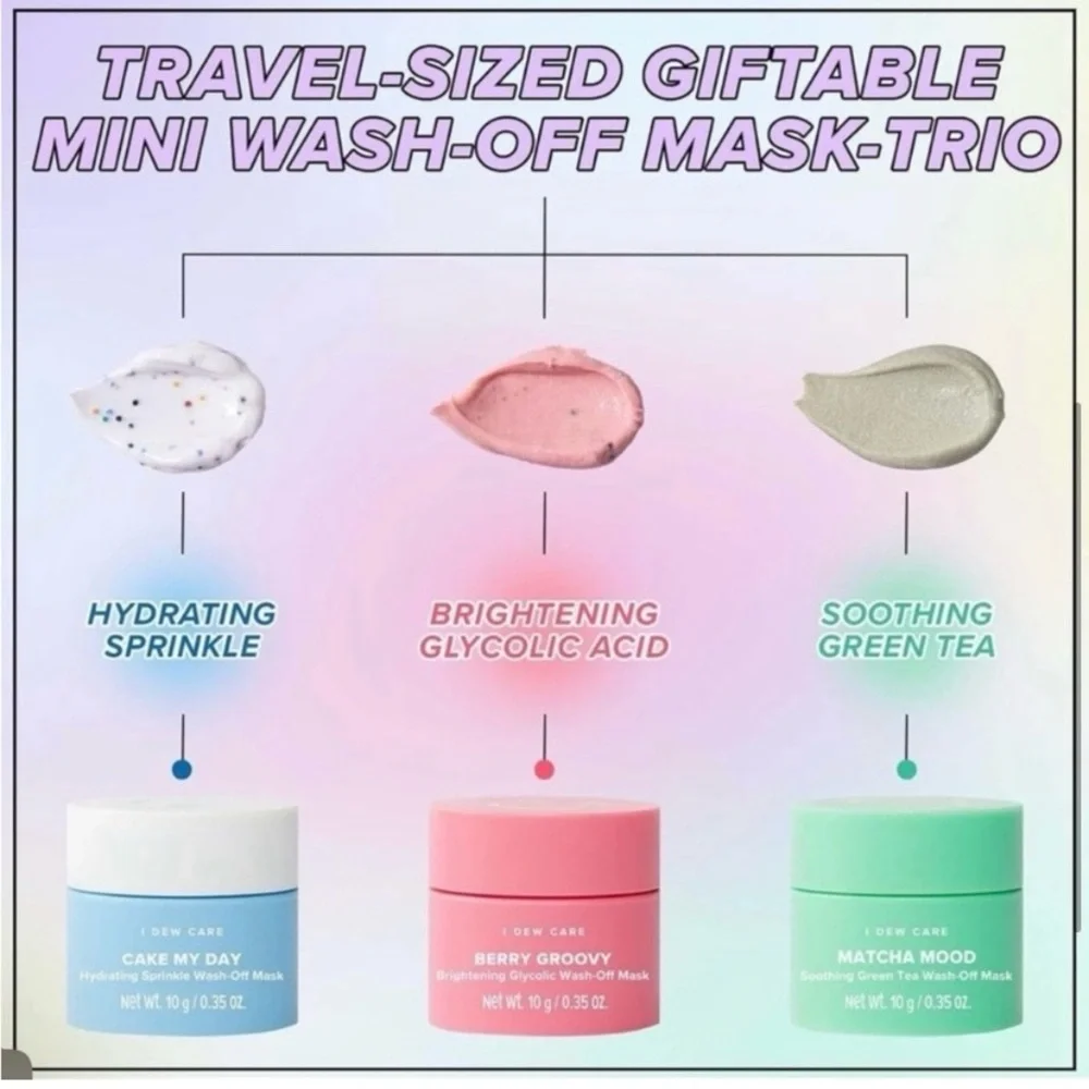 I Do Care 3 pc Mini Scoops Skincare Set -and the silicone applicator brush NIP - Picture 8 of 14